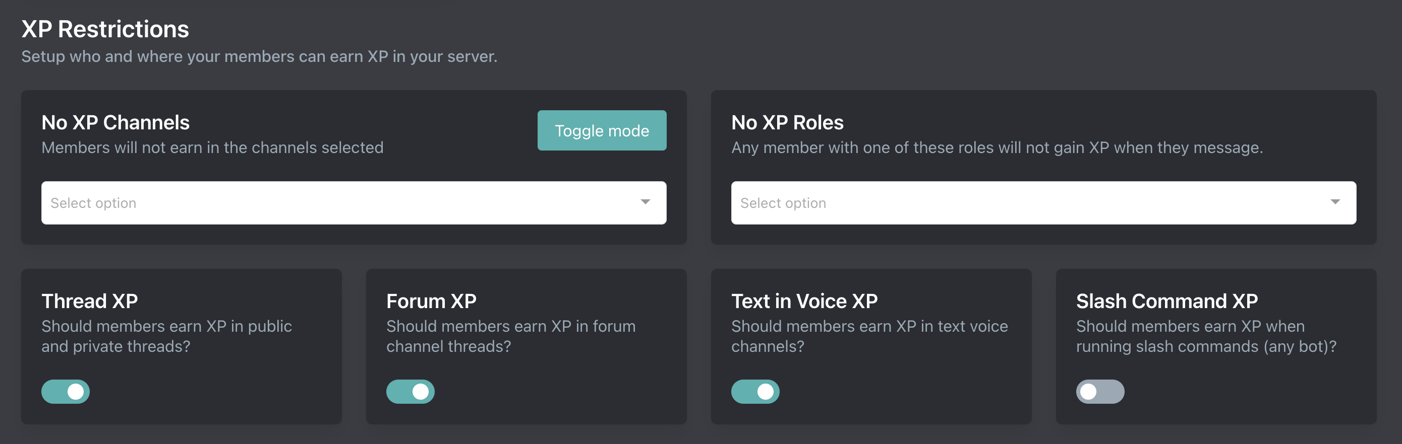 XP Restrictions