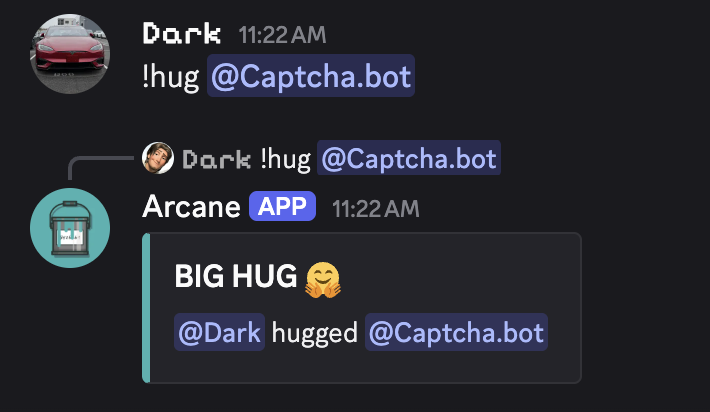Hug command example