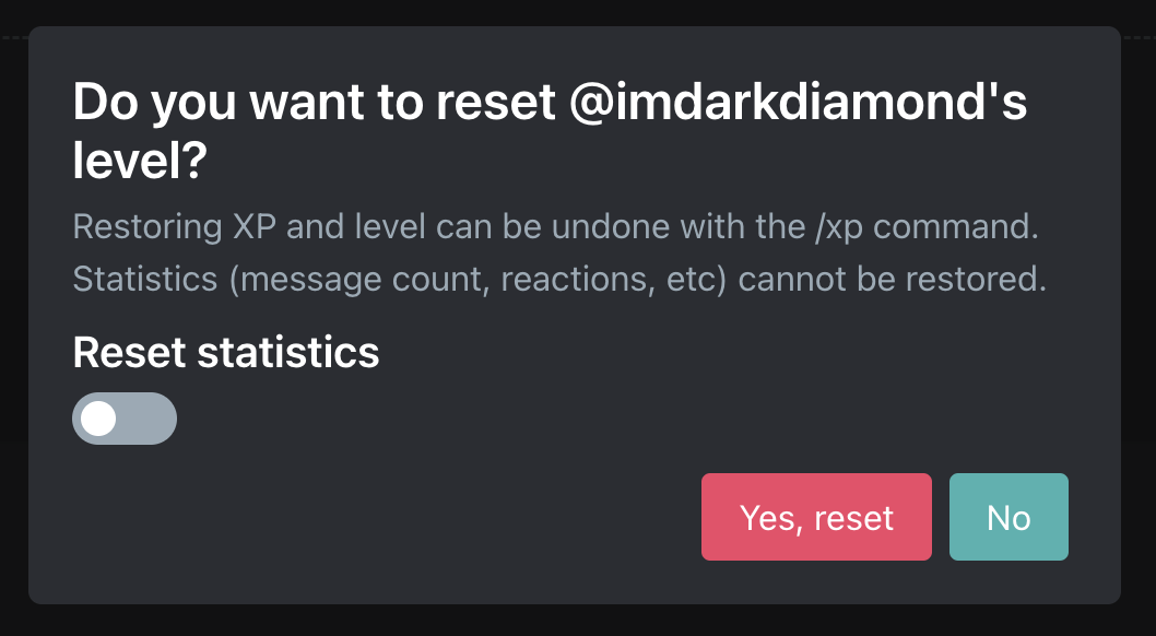 Reset stats