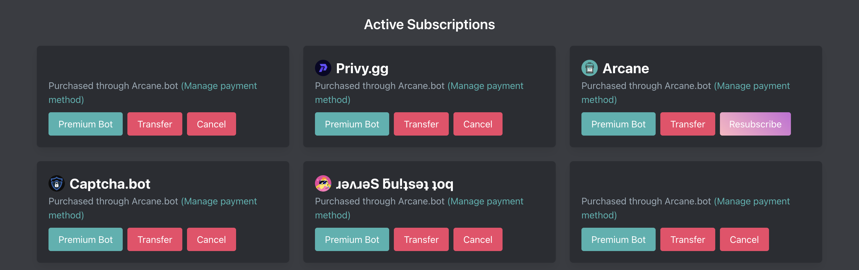Active subscriptions