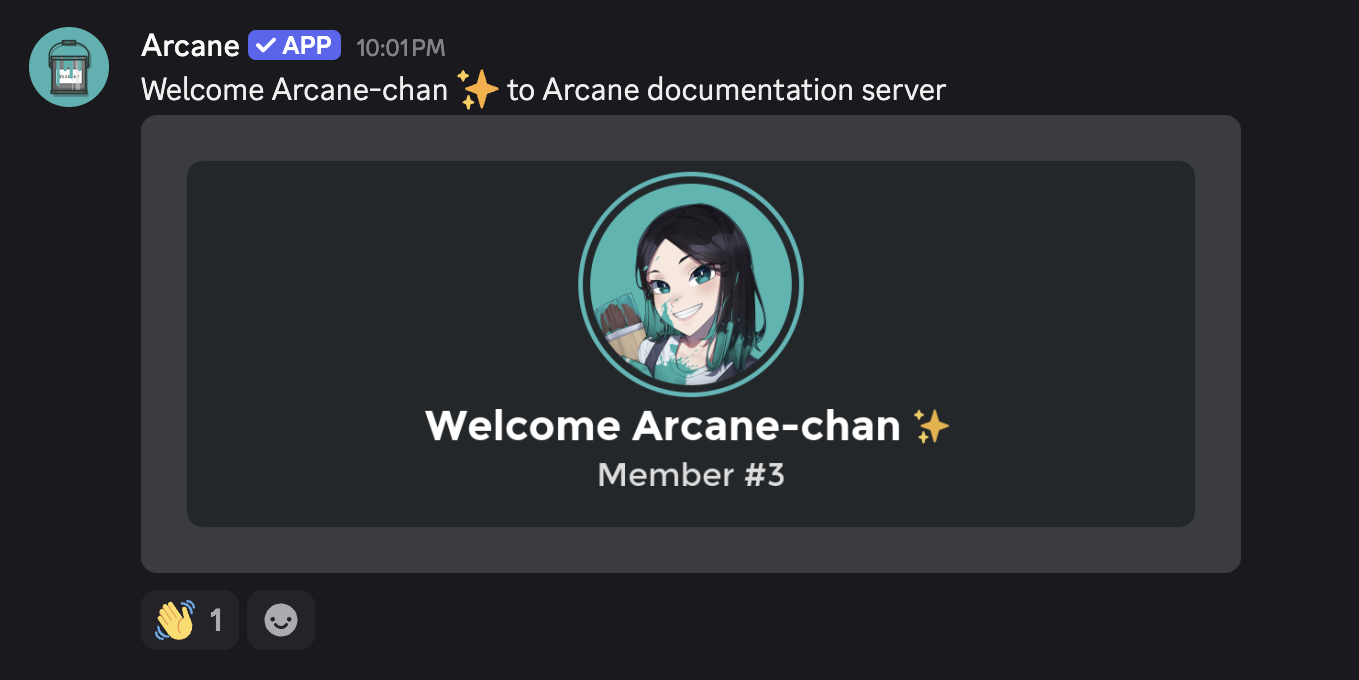 Welcome message with image